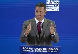 Pedro Sánchez, durante el acto celebrado este lunes sobre la emergencia climática.