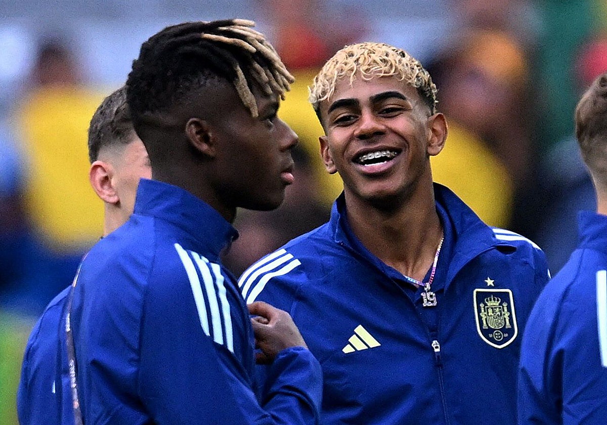 Nico y Lamine antes de la final de la Nations League ante Portugal.