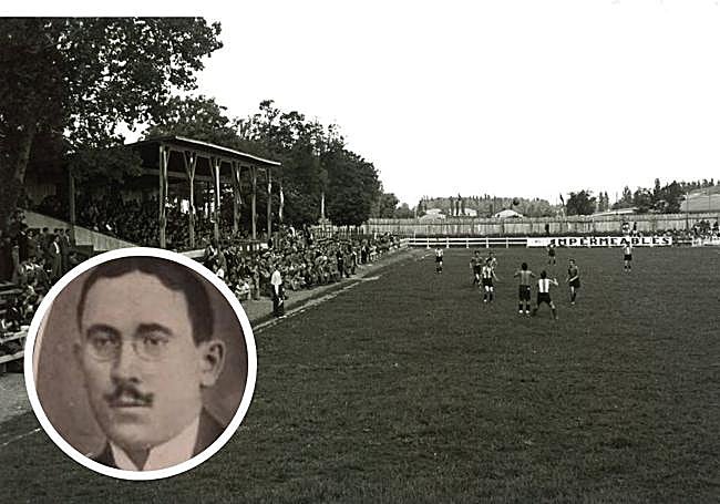 Mendizorroza, durante un encuentro infantil. En el círculo, José Gabriel Guinea.