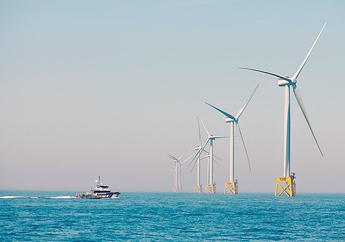 Turbinas del parque eólico marino Vineyard Wind, que Iberdrola tiene en Massachusetts.