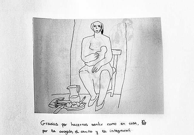 una de las dedicatorias que dejó una usuaria junto a un boceto de Xabier Egaña.