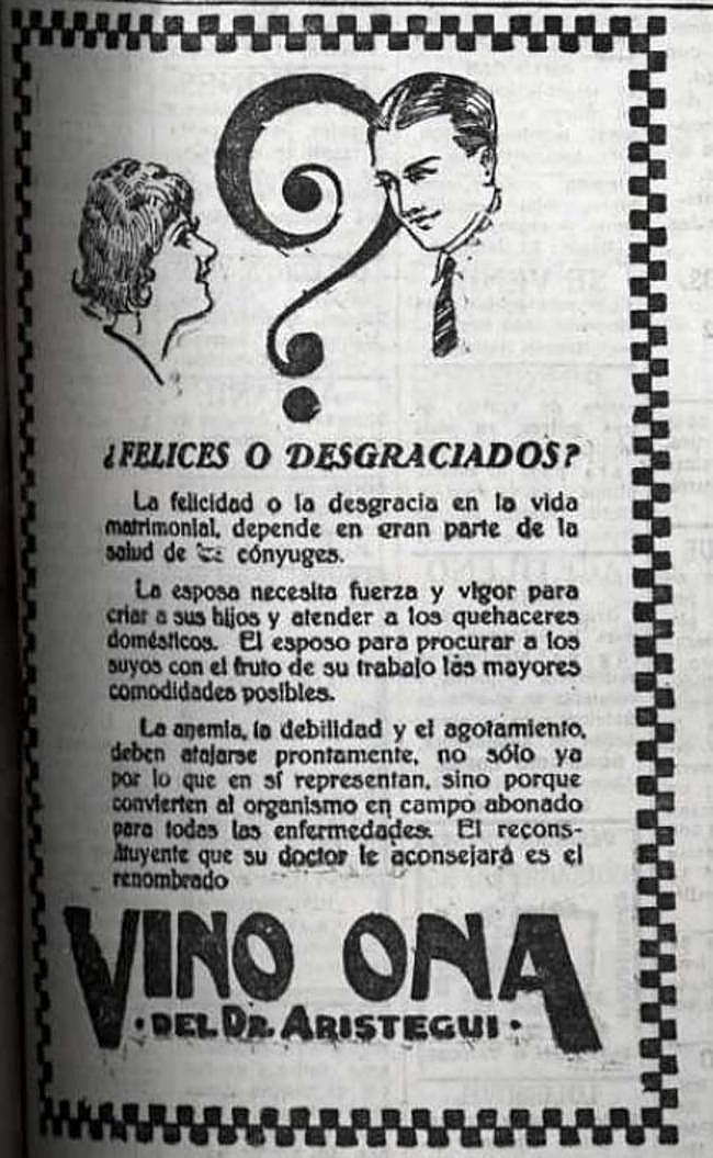 El Vino Ona, muy recomendable para la felicidad conyugal.