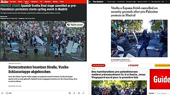La prensa internacional recoge el «caos» de La Vuelta: «Terminó de la peor manera, sin final»
