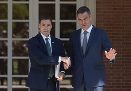 Pradales estrecha la mano de Sánchez en una de sus reuniones oficiales en La Moncloa.