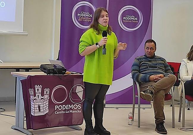 Martina García Anguita, en un acto de Podemos en 2023.