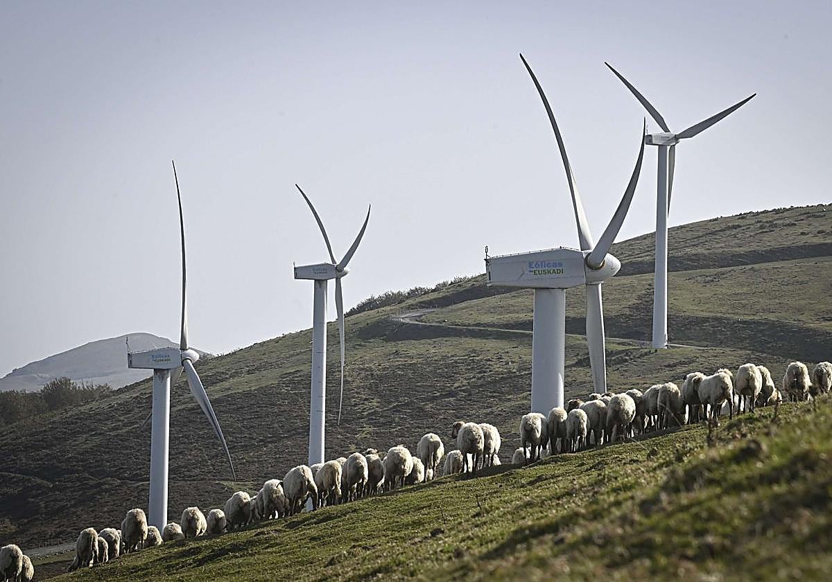 Vista del parque eólico de Elgea.