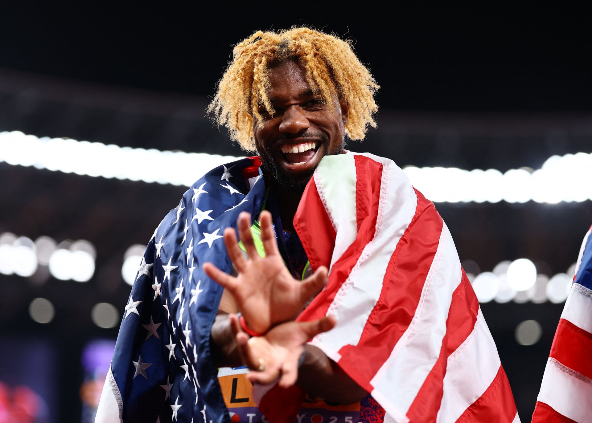 Noah Lyles, feliz tras sumar un nuevo título en su palmarés.