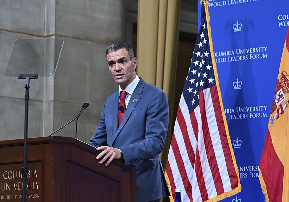 El presidente del Gobierno, durante su intervención en la Universidad de Columbia.