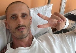 Achille Polonara en el hospital de Bolonia tras su operación.