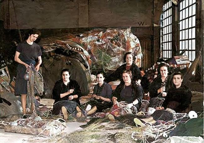 Arantza, en el centro, junto a sus compañeras rederas.