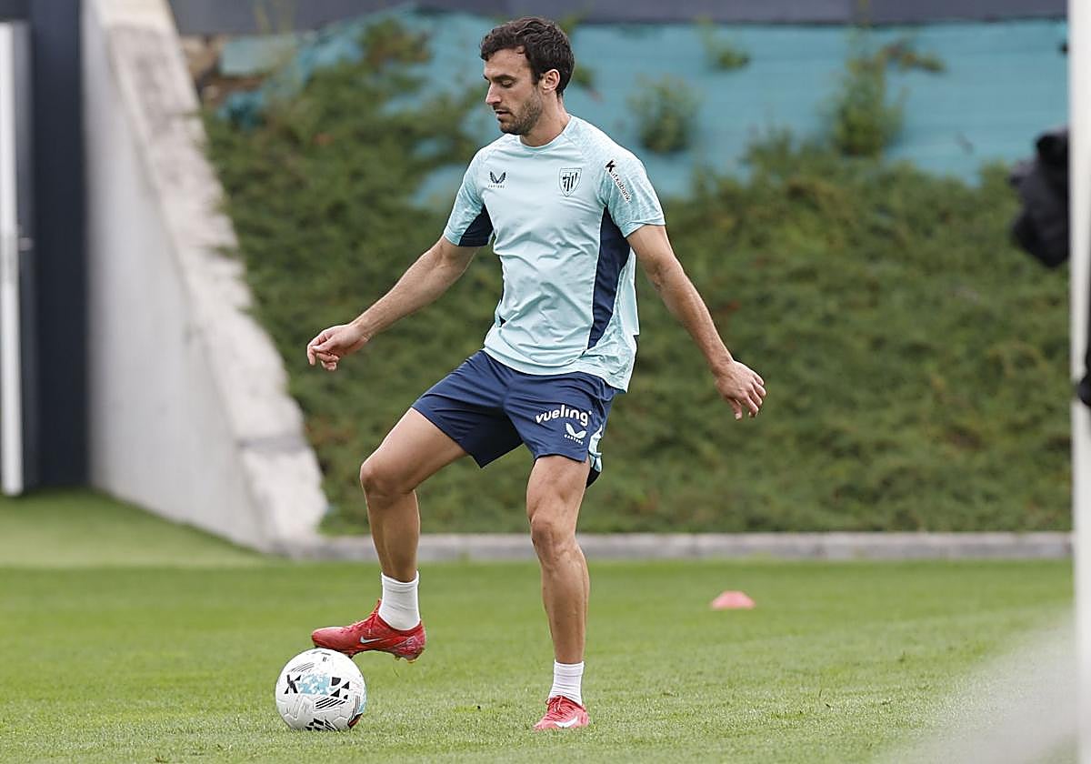 Lekue en un entrenamiento en Lezama.