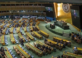 Numerosas delegaciones se ausentaron de la Asamblea a modo de protesta al durante la intervención de Netanyahu.