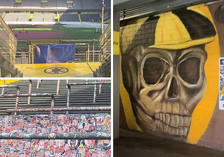 Las gradas de los hinchas del Athletic en Dortmund. Abajo, los que están de pie. Arriba, en la esquina del segundo anfiteatro los sentados.