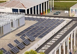 Placas solares sobre el techo de una ikastola