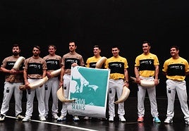 Los pelotaris participantes en la presentación celebrada este jueves.