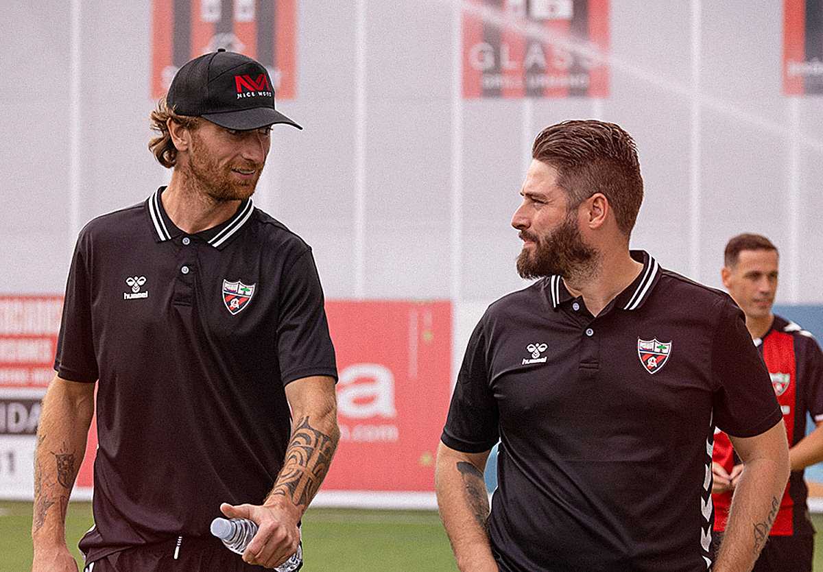 Fernando Amorebieta y Jon Erice, en Gobela.