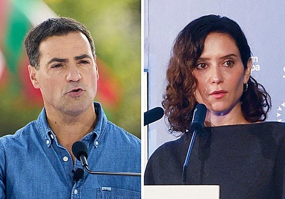 El lehendakari, Imanol Pradales, y la presidenta de la Comunidad de Madrid, Isabel Díaz Ayuso.
