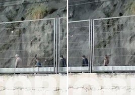Viajeros caminando por las vías entre San Ignacio y Lutxana tras la avería del metro