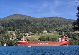 El 'Busturia NM' surca Urdaibai rumbo a Erandio