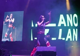 Villano Antillano, durante un concierto en 2022.