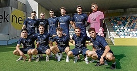 Arriba Unai Naveira, Beñat de Jesús, Sabin Merino, Álex Valiño, Víctor San Bartolomé e Ibon Ispizua. Abajo Imanol Torre, Julen Huidobro, Oier López, Iñigo Muñoz y Urtzi Albizua.