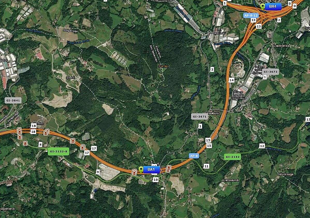 Reabren la AP-8 sentido Bilbao tras el incendio de un camión en un túnel de Astigarraga