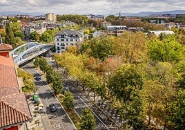 El parque de El Prado, donde se ha iniciado un plan para descompactar el suelo y se plantarán nuevos árboles, visto desde arriba.