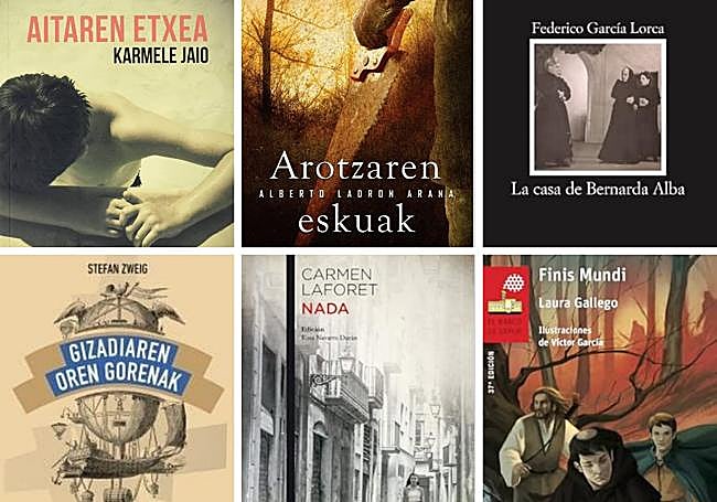 Aitaren etxea (Karmele Jaio), Arotzaren eskuak (Alberto Ladrón), La casa de Bernarda Alba (Federico García Lorca), Momentos estelares de la humanidad (Stefan Zweig), Nada (Carmen Laforet), Finis Mundi (Laura Gallego).