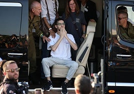 Evyatar David, uno de los rehenes dos años en manos de Hamás, tras su liberación ayer.