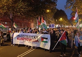 Concluye la jornada de huelga de apoyo a Palestina con una concentración en Indautxu