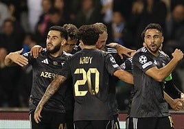 Los jugadores del Qarabag celebran un gol en Champions.