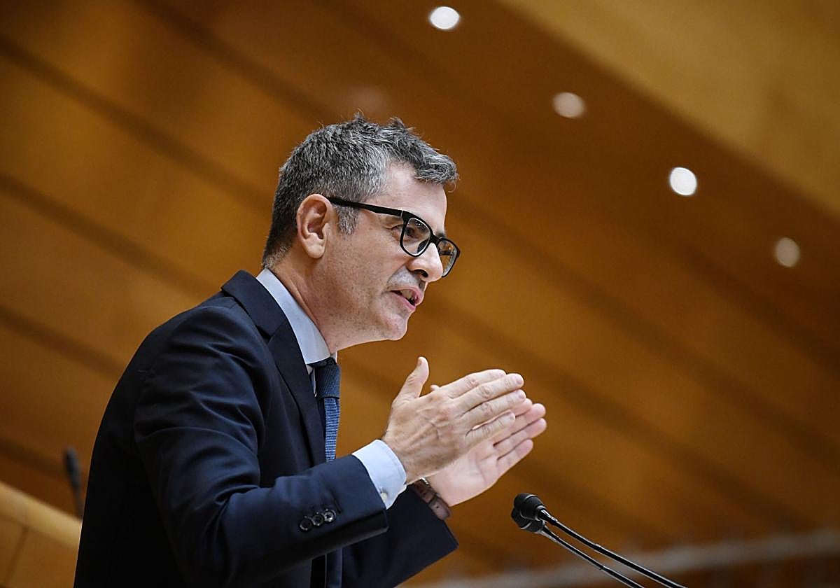 Félix Bolaños, durante su intervención este martes en el Senado.