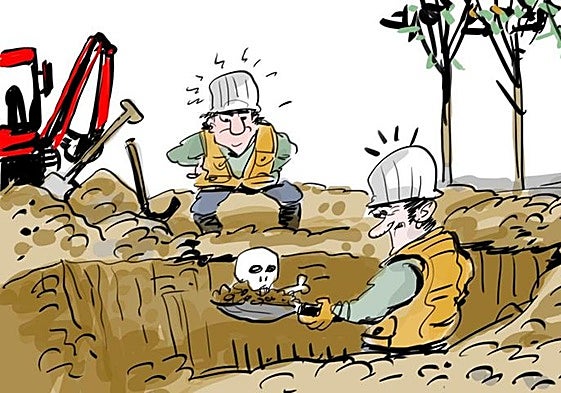 La viñeta de Cerrajería sobre el hallazgo de restos arqueológicos en el parque de Judimendi