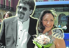 Su boda civil en el Ayuntamiento de Gijón, en 2004.