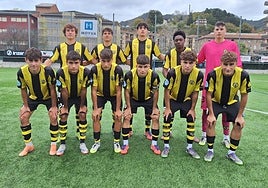 El once inicial del Basconia que perdió por 2-0 ante el Beasain en Loinaz.