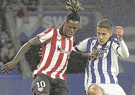 Nico Williams entró en la segunda parte en Anoeta.