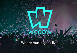 Logotipo y lema de la empresa de venta de entradas para conciertos Wegow.