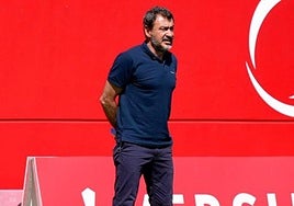 Durante un encuentro del Sevilla Atlético.