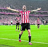 Oihan Sancet celebra el gol de penalti que le marcó al Rayo en la segunda jornada. Es el único que ha hecho en lo que va de temporada.