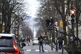 Un rodaje en la Gran Vía de Bilbao