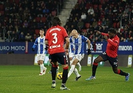 Guridi, durante el derbi de El Sadar del curso pasado.