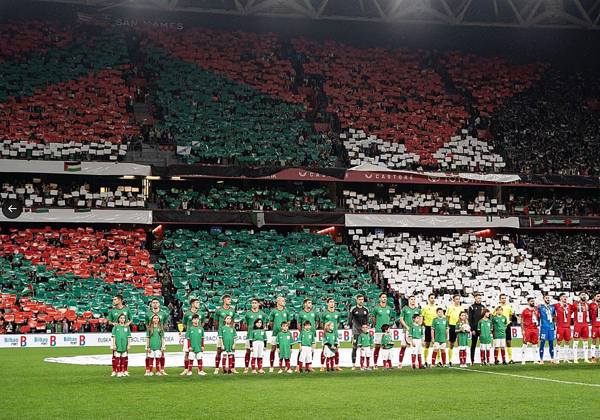 Las gradas de San Mamés en el Euskadi-Palestina.