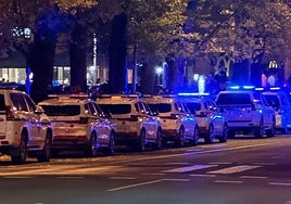 Varios coches patrulla de la Ertzaintza durante una intervención en Vitoria ajena a esta noticia.