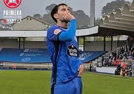 El jugador mirandés celebra uno de sus dos goles al Guadalajara el pasado fin de semana.