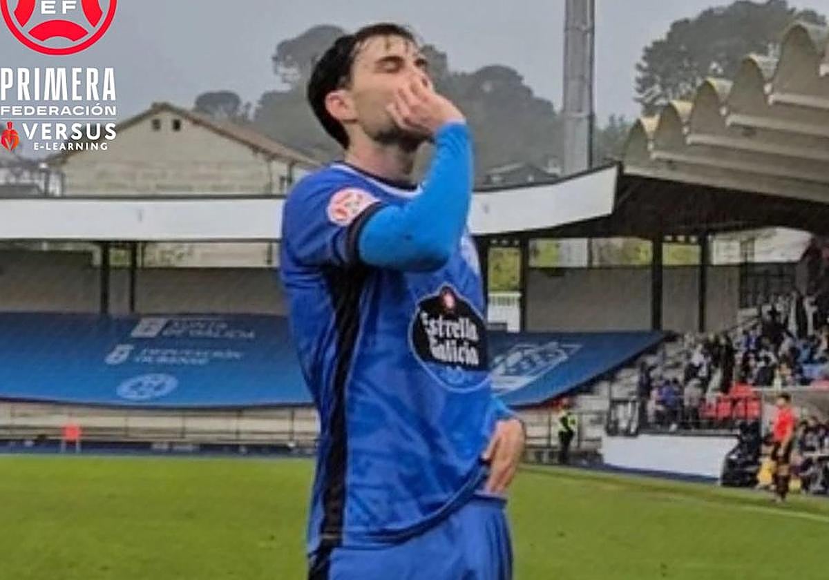 El jugador mirandés celebra uno de sus dos goles al Guadalajara el pasado fin de semana.
