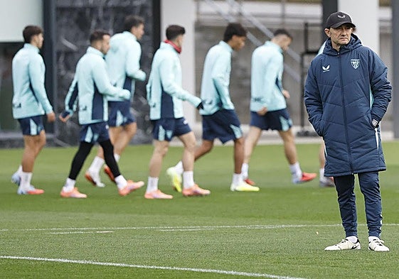 El de Viandar de la Vera, durante un entrenamiento de esta semana en Lezama.