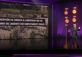 Buenafuente con la imagen del laberinto de Olárizu de fondo.