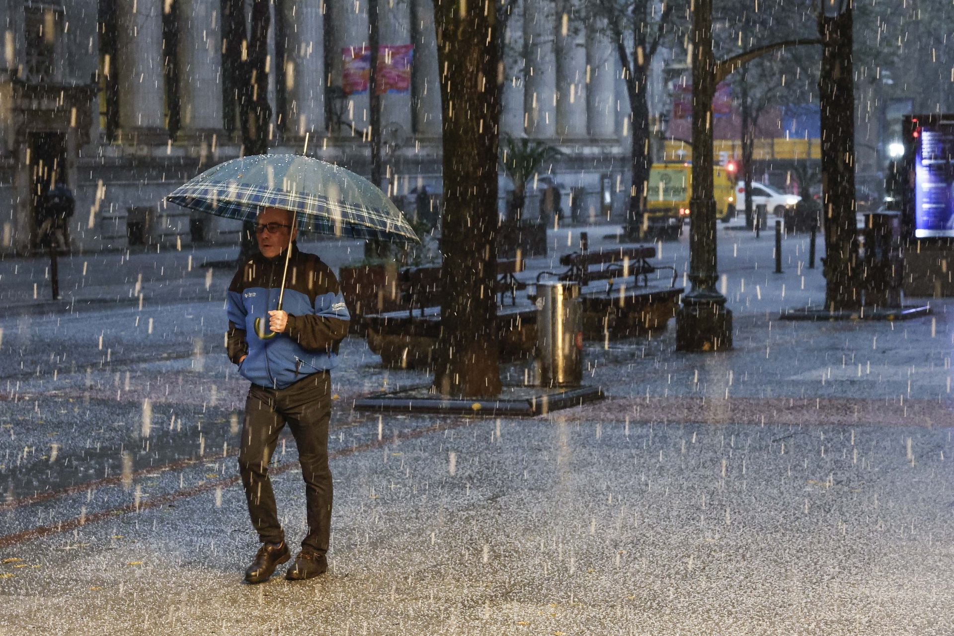 La Gran Vía de Bilbao se ha teñido de blanco.