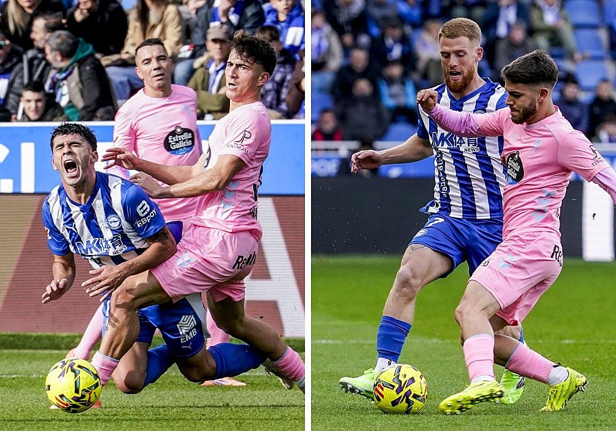 Aleñá y Carlos Vicente, ante el Celta.