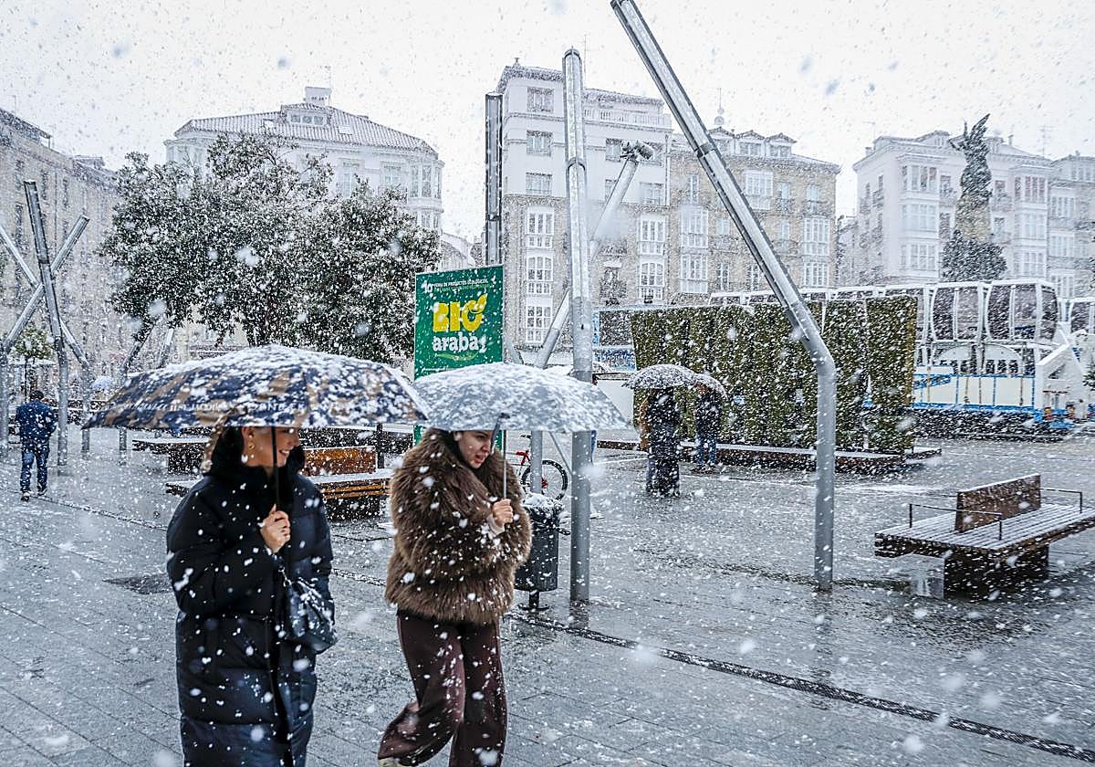 La jornada de nieve del pasado viernes en Vitoria.